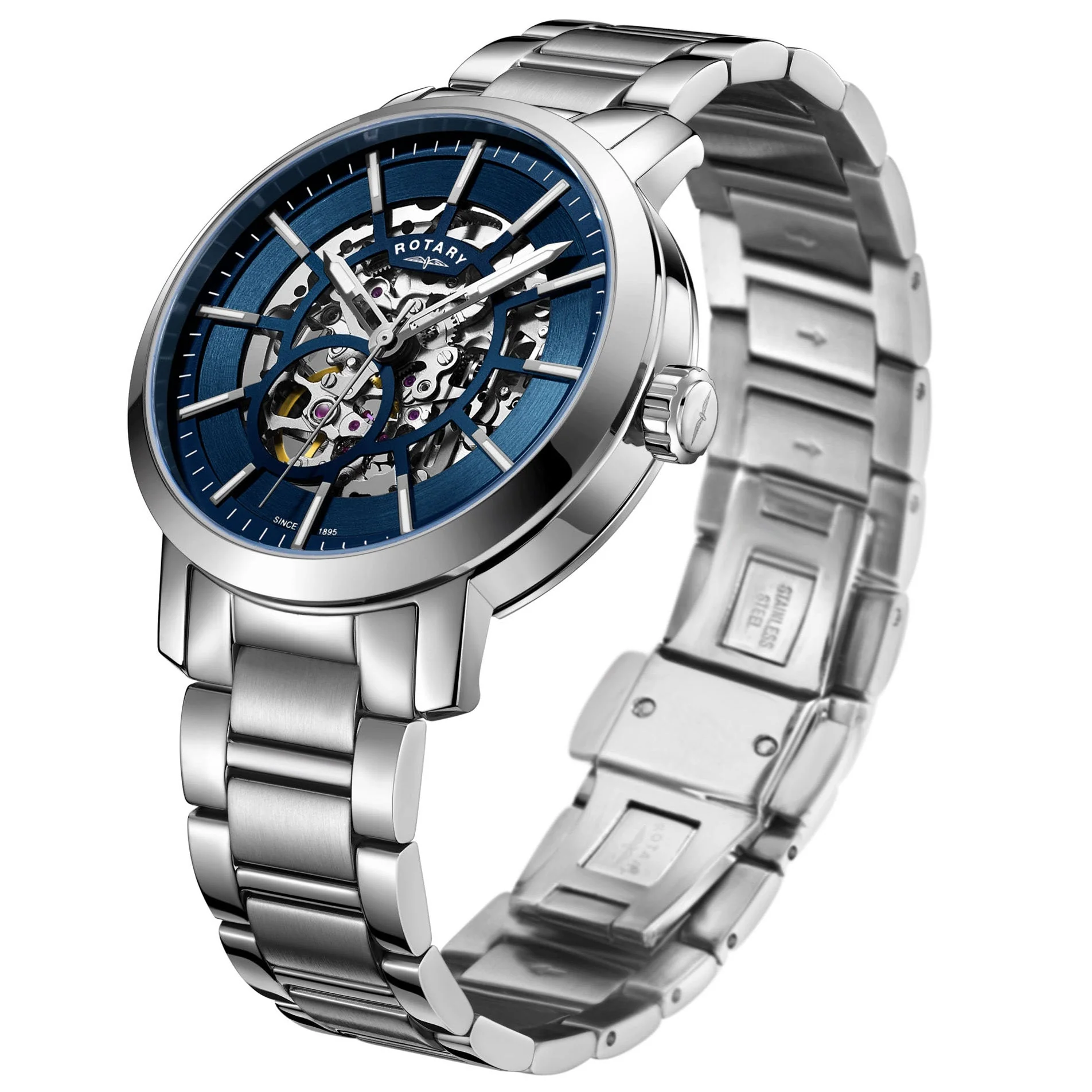 Rotary Greenwich Skeleton Men's Blue Watch - Image 4
